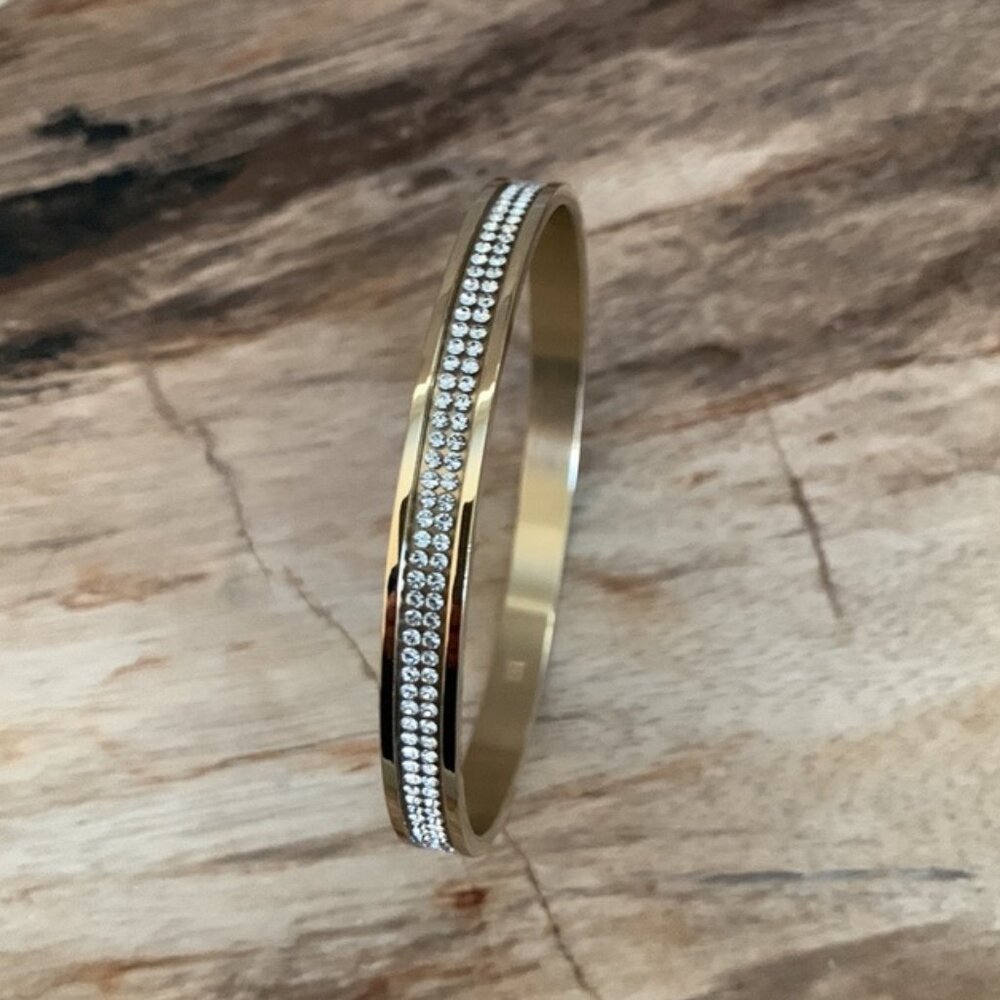 Dyrberg/Kern Lorna Swarovski Crystal large diameter stainless steel bracelet - Picture 2 of 5